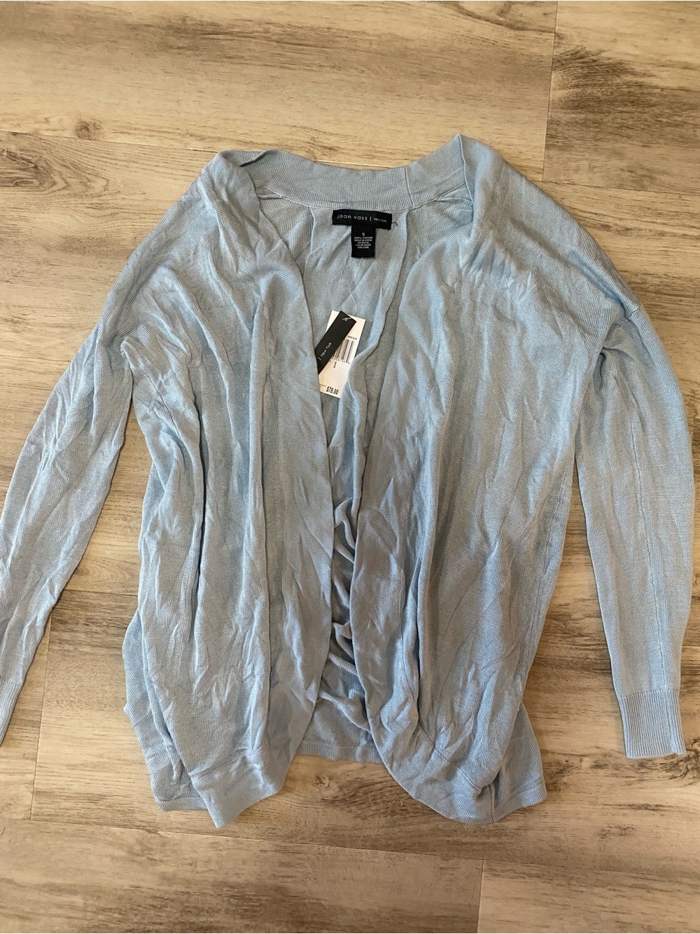 Joan Vass Light Blue Open-Front Women's Cardigan